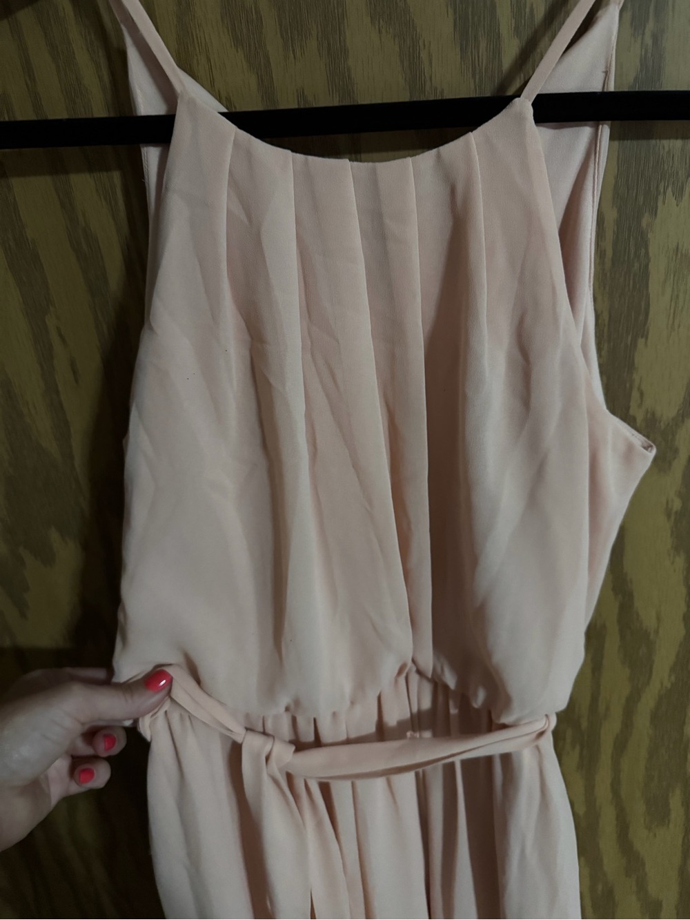 A. Byer Strapless Pleated Chiffon Dress in Light Peach